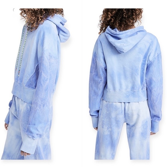 New with tag, DANNIJO Tie Dye Hoodie, Blue & White, Size M - Picture 2 of 14
